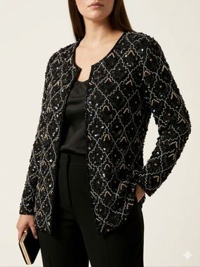 Laurence Kazar NY Vintage Beaded Silk Jacket Plus Size 1X